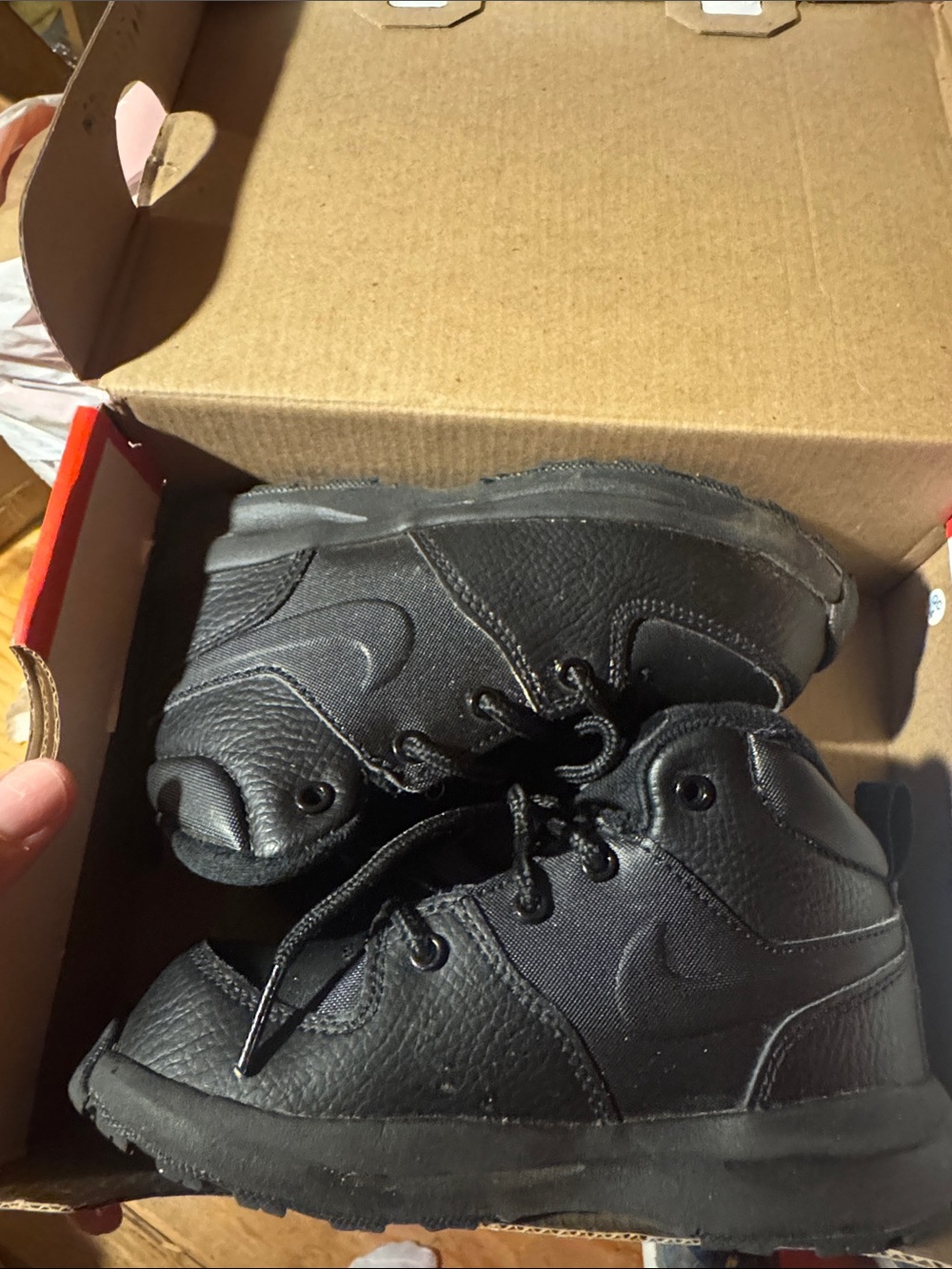 Nike Kids Black High-Top Leather-Look Sneakers